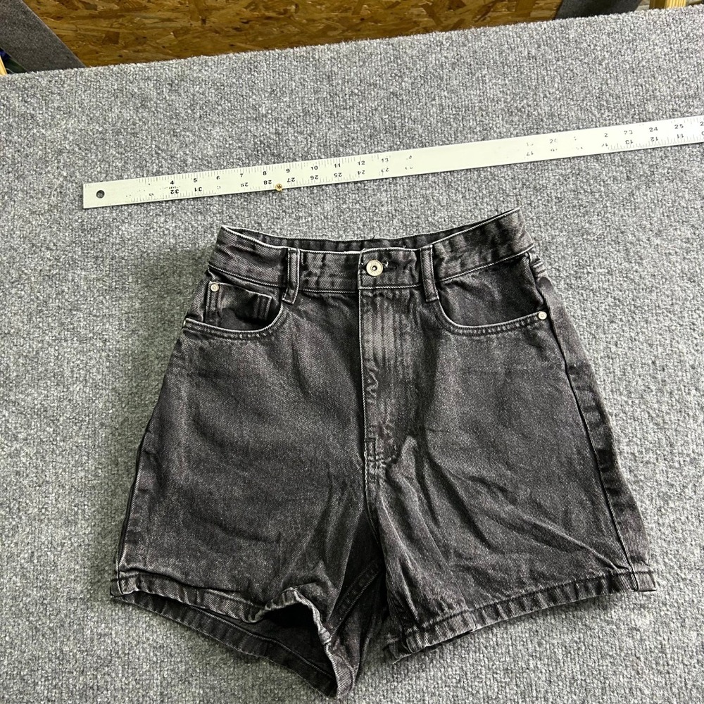 Zara Denim Shorts Womens Size 4 Black High Waisted Mom Fit Faded Wash Pockets